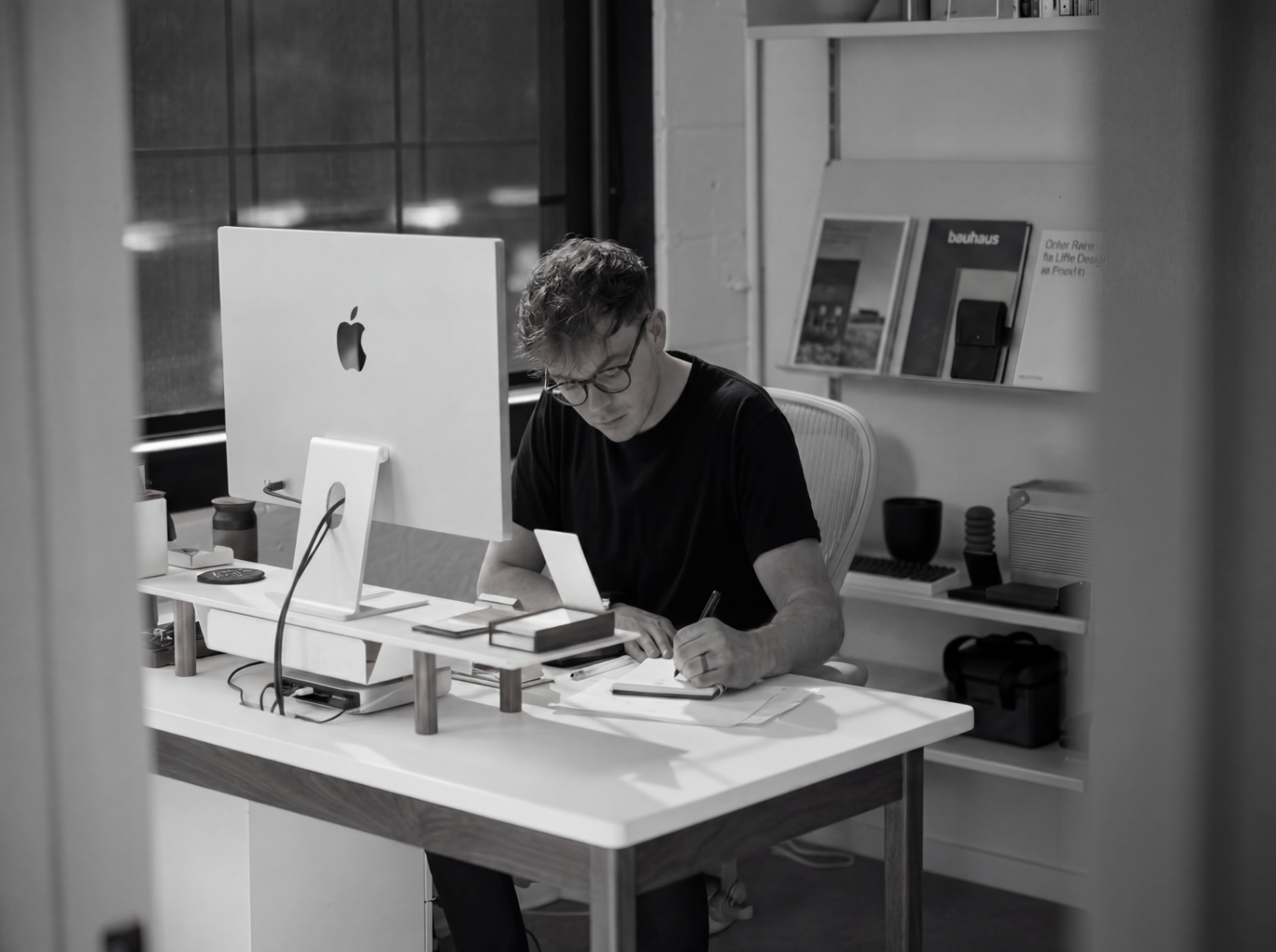 Sam from Utilise AI working at a desk